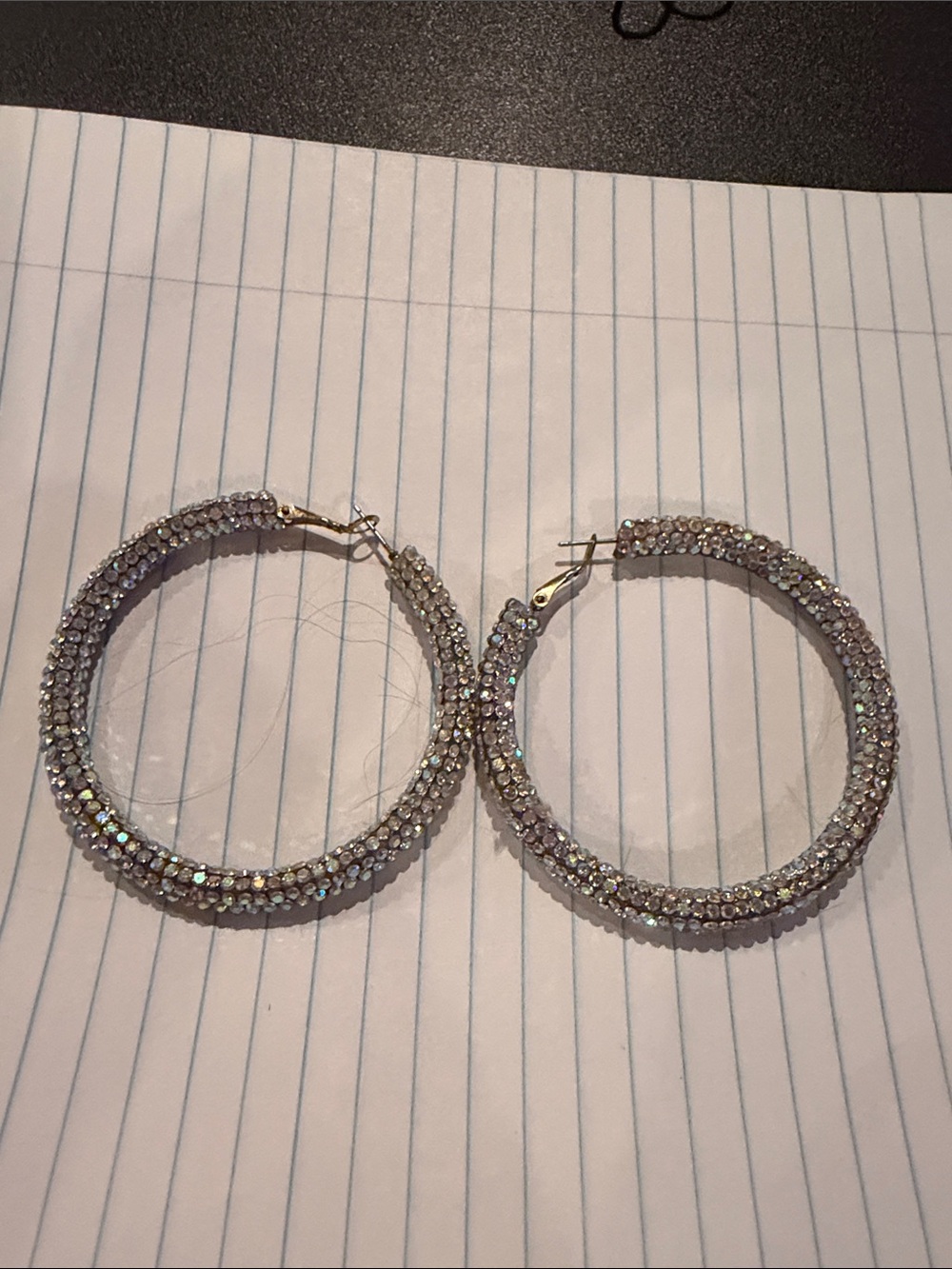 Silver Crystal Pavé Hoop Earrings - Sparkling Statement Hoops